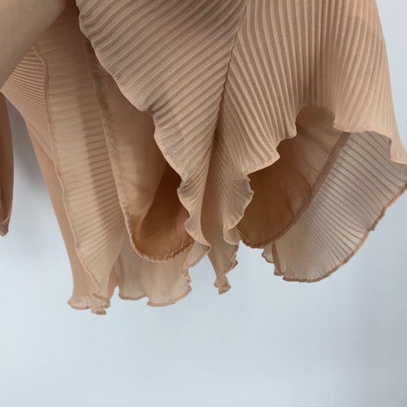 NWT Zara peach pleated parachute sheer sleeve Romper size small - Picture 9 of 15